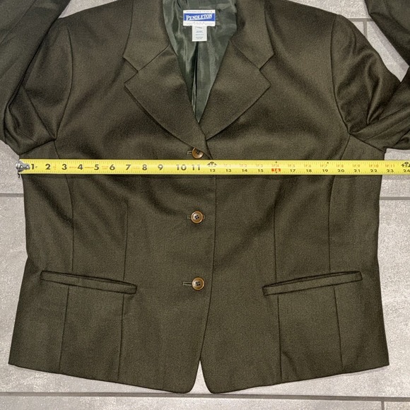 Pendleton Womens Plus 14W Olive Green Wool Blazer Jacket Button Front Career - Picture 12 of 13